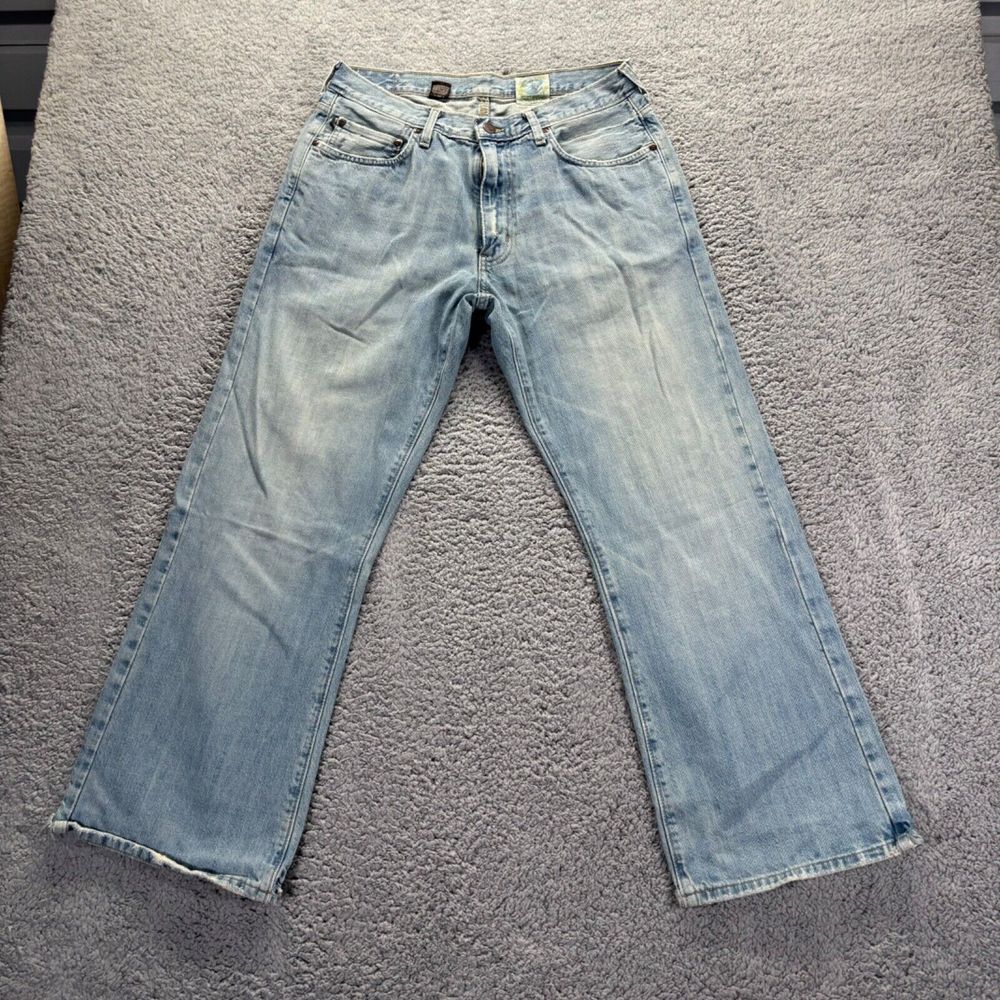 Hollister Jeans Mens 32x30 Light Wash Cotton Wide Leg Relaxed Fit Denim